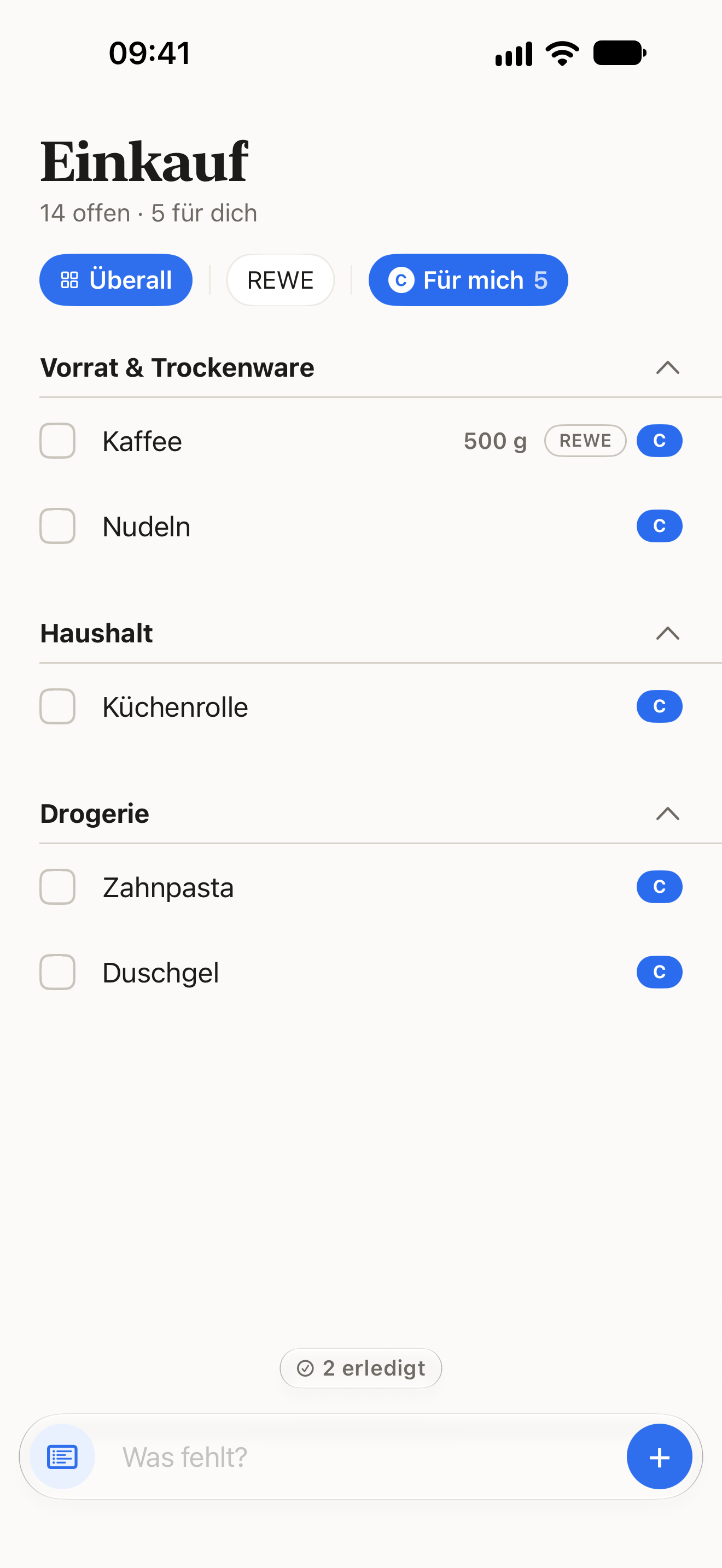 Filter „Für mich“: nur, was auf dich wartet