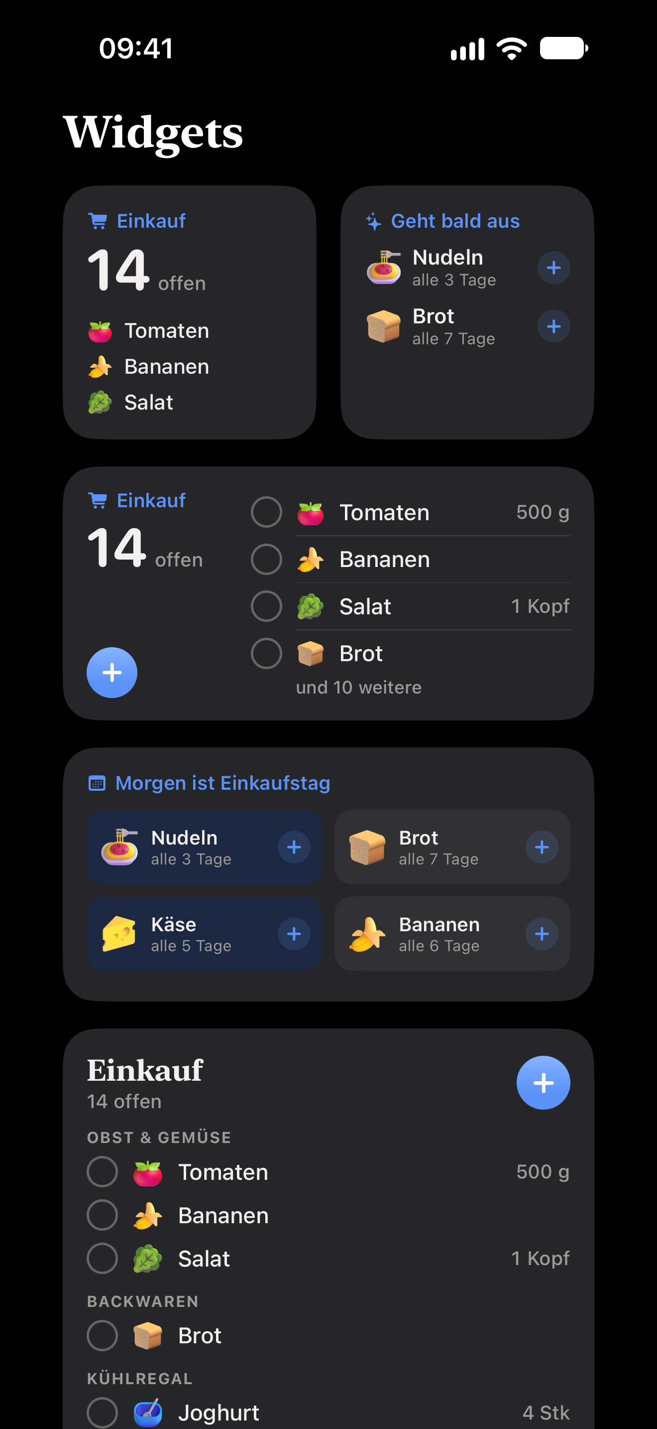 Widgets von Homecart