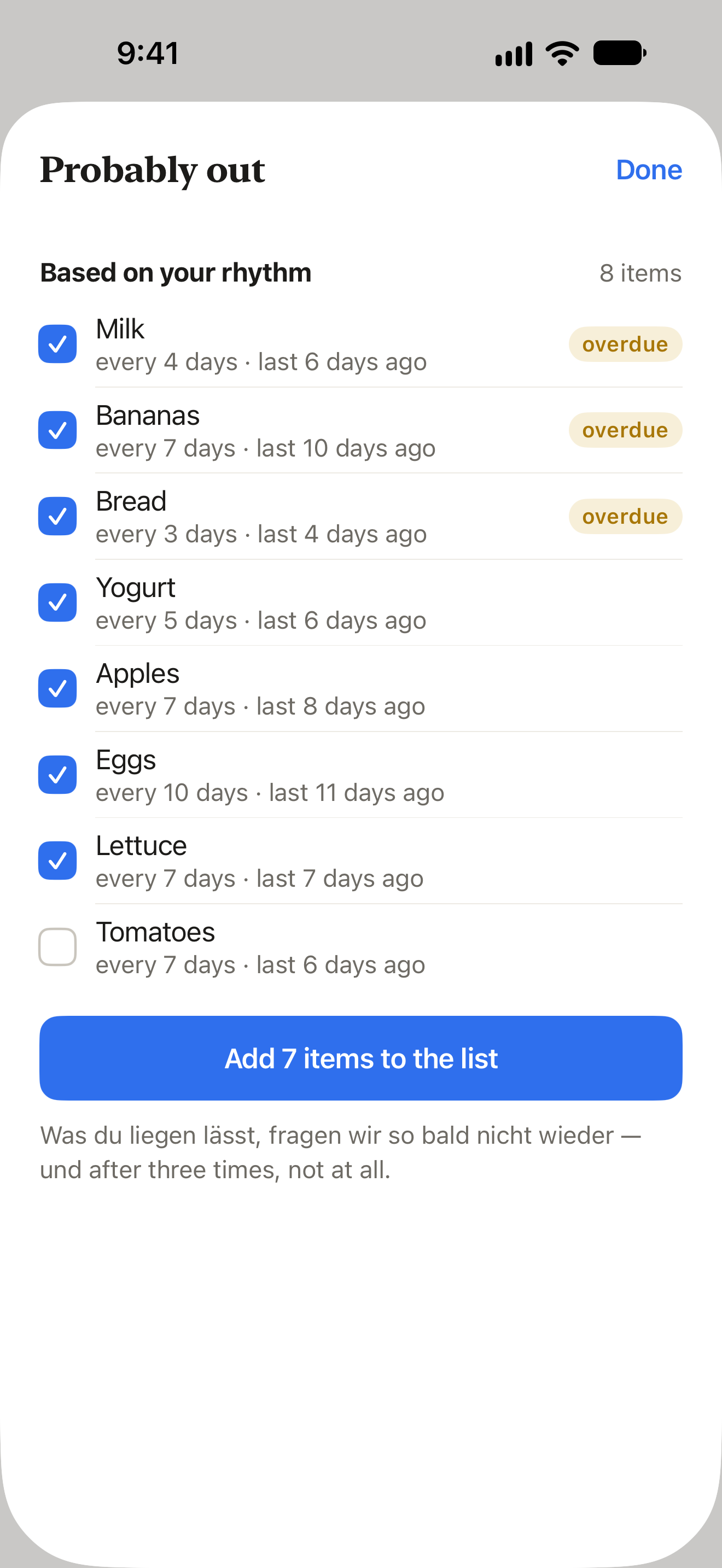 Probably missing: suggestions from your rhythm