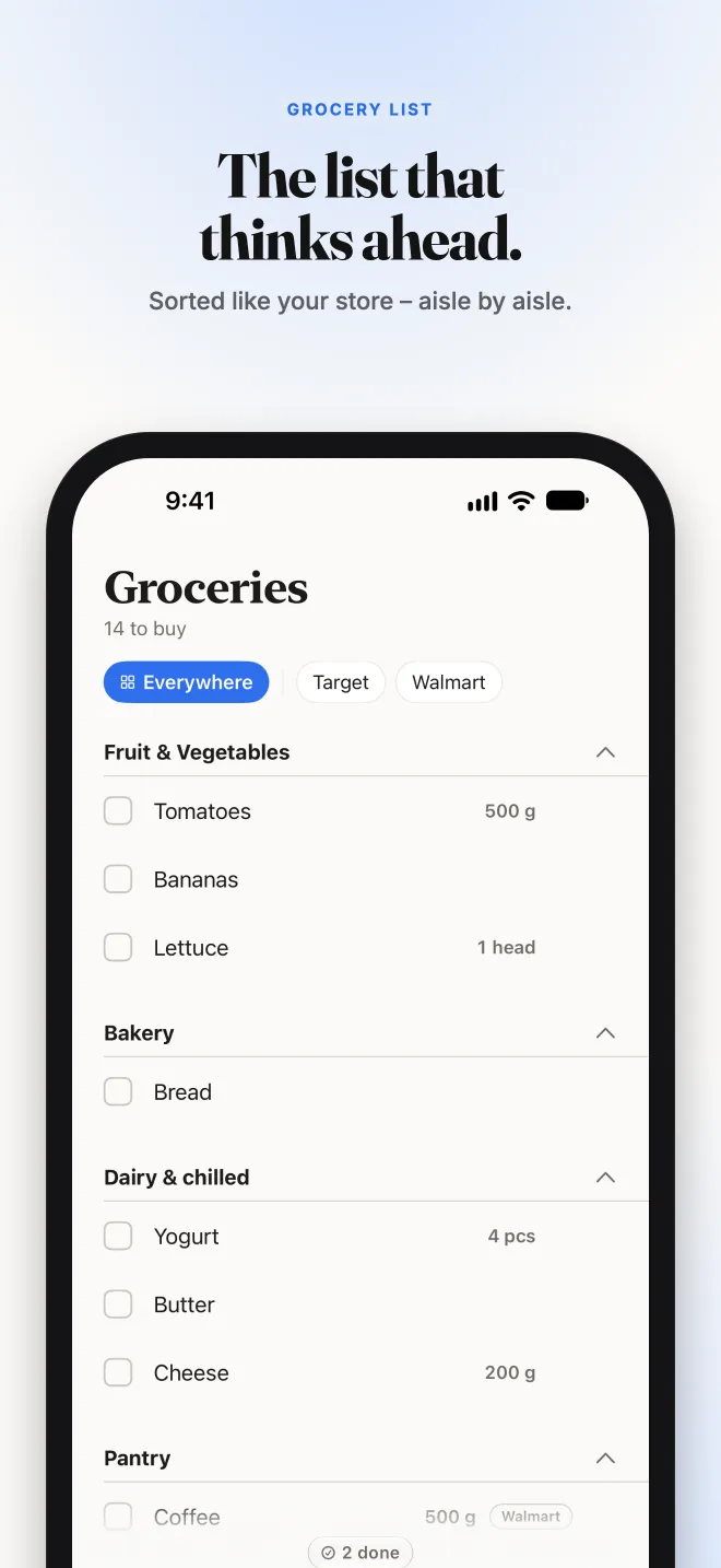 Store image: The list that thinks ahead